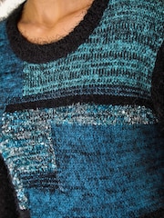 Roman Green Colour Block Fluffy Knit Jumper - Image 5 of 5