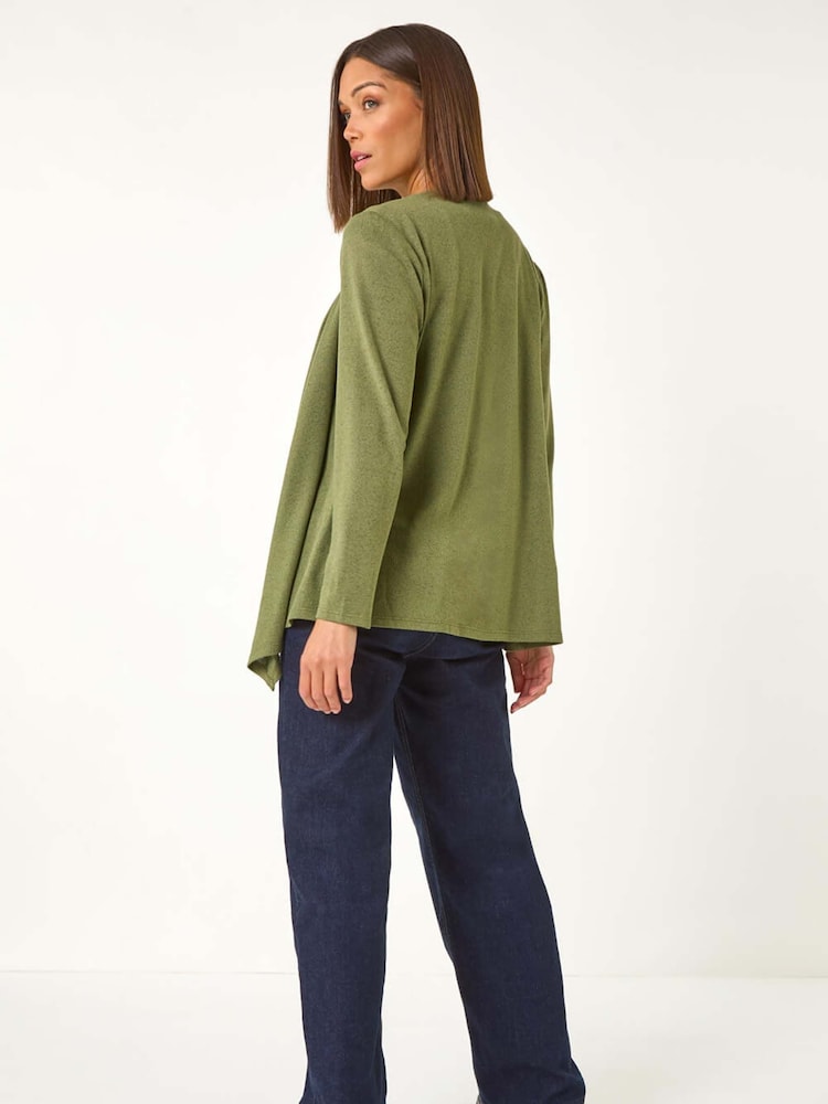 Roman Green Waterfall Stretch Cardigan - Image 3 of 5
