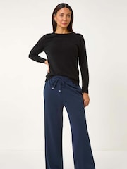 Roman Blue Wide Leg Ponte Trousers - Image 1 of 5