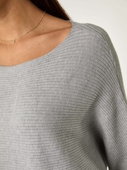 Roman Grey Ribbed Batwing Knit Jumper - Image 5 of 5