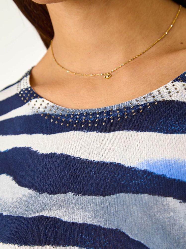 Roman Blue Ombre Animal Print Knit Jumper - Image 5 of 5