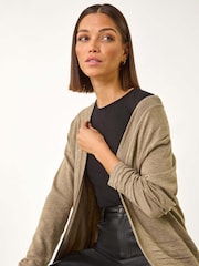 Roman Natural Stitch Detail Hem Knit Cardigan - Image 1 of 5