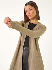 Roman Natural Stitch Detail Hem Knit Cardigan - Image 2 of 5
