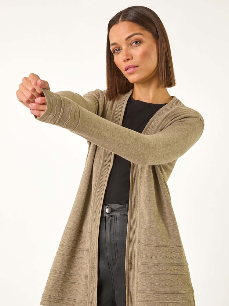 Roman Natural Stitch Detail Hem Knit Cardigan - Image 2 of 5