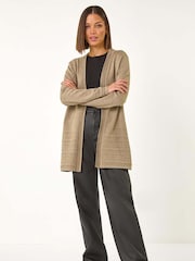 Roman Natural Stitch Detail Hem Knit Cardigan - Image 4 of 5