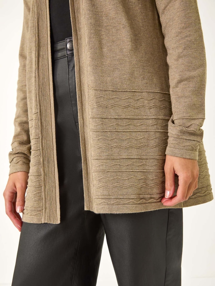 Roman Natural Stitch Detail Hem Knit Cardigan - Image 5 of 5