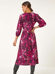 Roman Zebra Print Twist Front Midi Dress - صورة 3 من 5