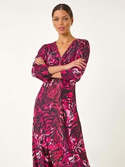 Roman Zebra Print Twist Front Midi Dress - صورة 4 من 5