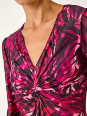 Roman Zebra Print Twist Front Midi Dress - صورة 5 من 5