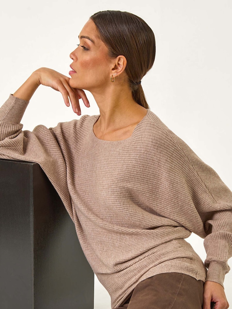Roman Natural Ribbed Batwing Knit Jumper - Image 1 of 5
