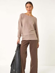 Roman Natural Ribbed Batwing Knit Jumper - Image 2 of 5