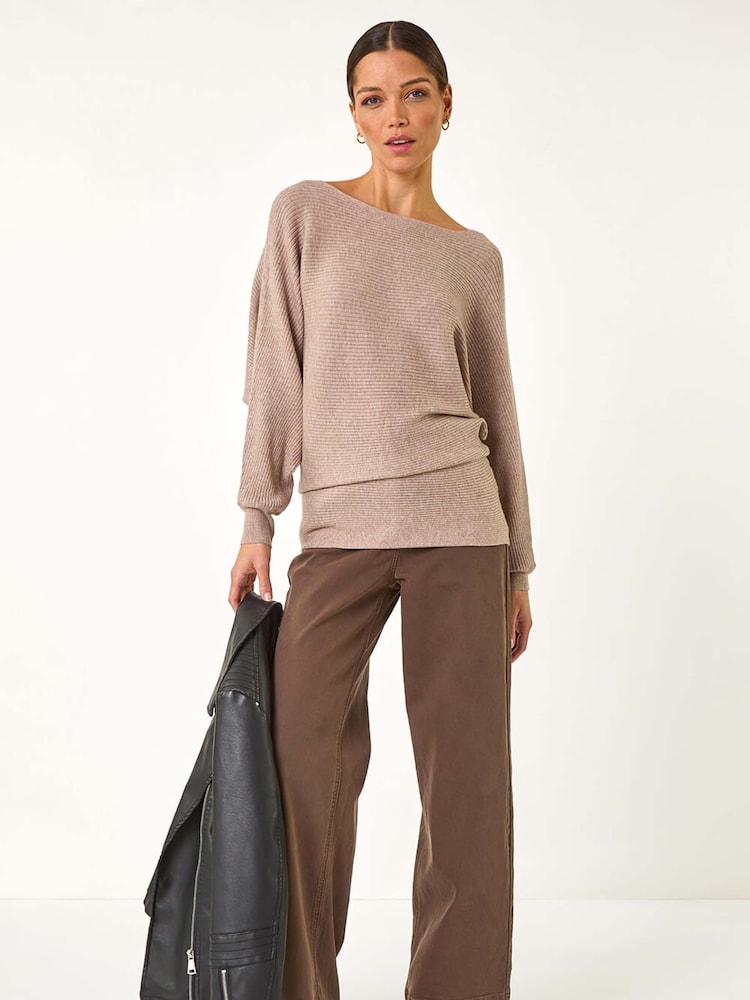 Roman Natural Ribbed Batwing Knit Jumper - Image 2 of 5