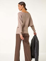 Roman Natural Ribbed Batwing Knit Jumper - Image 3 of 5