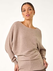Roman Natural Ribbed Batwing Knit Jumper - Image 4 of 5