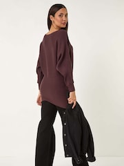 Roman Brown Ribbed Batwing Knit Jumper - Image 3 of 5