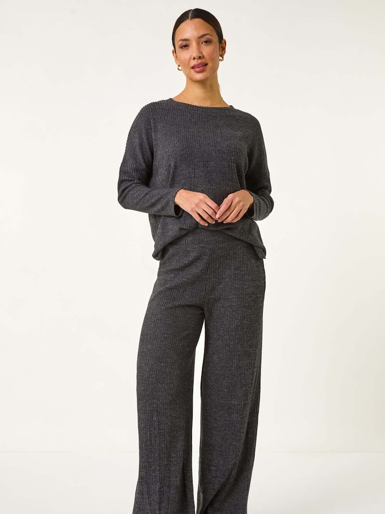 Roman Relaxed Ribbed Side Split Top - Image 1 of 5 Roman Relaxed Ribbed Side Split Top - Image 1 of 5