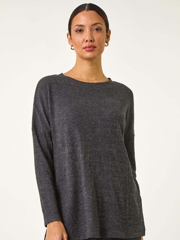 Roman Relaxed Ribbed Side Split Top - Image 2 of 5 Roman Relaxed Ribbed Side Split Top - Image 2 of 5