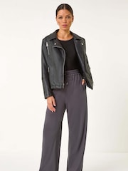 Roman Grey Wide Leg Ponte Trousers - Image 2 of 5
