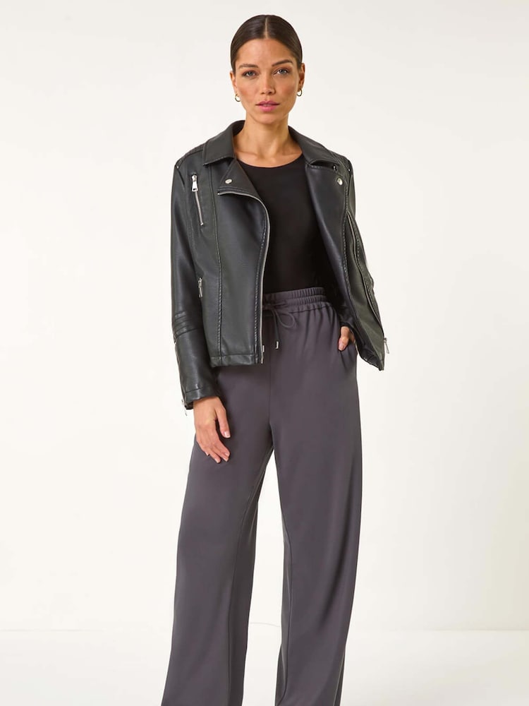 Roman Grey Wide Leg Ponte Trousers - Image 2 of 5