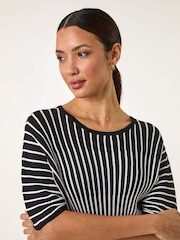 Roman Black Contrast Stripe Ribbed Knit Jumper - Image 1 of 5