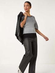Roman Black Contrast Stripe Ribbed Knit Jumper - Image 2 of 5