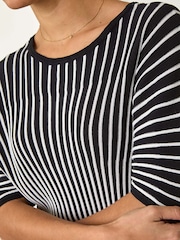 Roman Black Contrast Stripe Ribbed Knit Jumper - Image 5 of 5