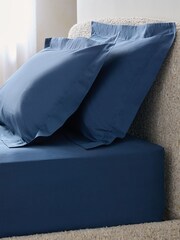 Navy Pure 144 Thread Extra Deep Fitted Count 100% Cotton Sheet - Image 1 of 2