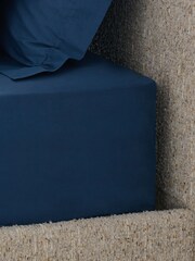 Navy Pure 144 Thread Extra Deep Fitted Count 100% Cotton Sheet - Image 2 of 2