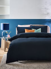 Navy Pure 100% Cotton 144 Thread Count Duvet Cover and Pillowcase Set - Image 1 of 4