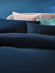 Navy Pure 100% Cotton 144 Thread Count Duvet Cover and Pillowcase Set - Image 2 of 4