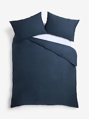 Navy Pure 100% Cotton 144 Thread Count Duvet Cover and Pillowcase Set - Image 4 of 4