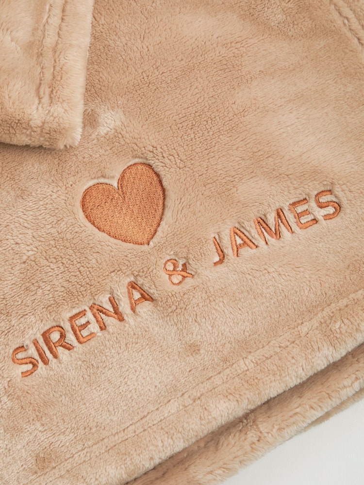 Personalised Embroidered Heart Plush Blanket by Stitch Style - Image 2 of 3