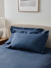 Set of 2 Navy Pure 144 Thread Count 100% Cotton Pillowcases - Image 1 of 3