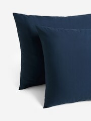 Set of 2 Navy Pure 144 Thread Count 100% Cotton Pillowcases - Image 2 of 3