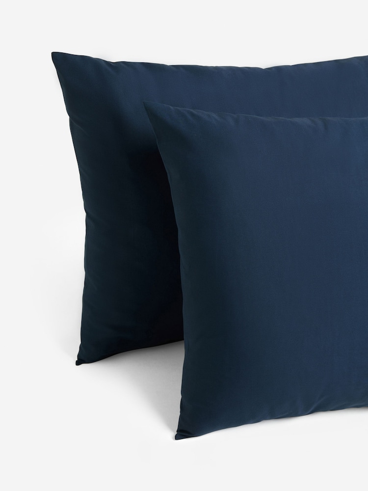 Set of 2 Navy Pure 144 Thread Count 100% Cotton Pillowcases - Image 2 of 3 Set of 2 Navy Pure 144 Thread Count 100% Cotton Pillowcases - Image 2 of 3