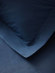 Set of 2 Navy Pure 144 Thread Count 100% Cotton Pillowcases - Image 3 of 3