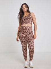 Simply Be Brown Leopard Print Active Crop Top - Image 1 of 4