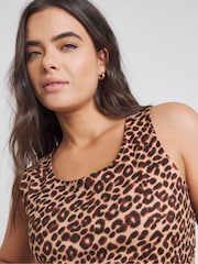 Simply Be Brown Leopard Print Active Crop Top - Image 4 of 4
