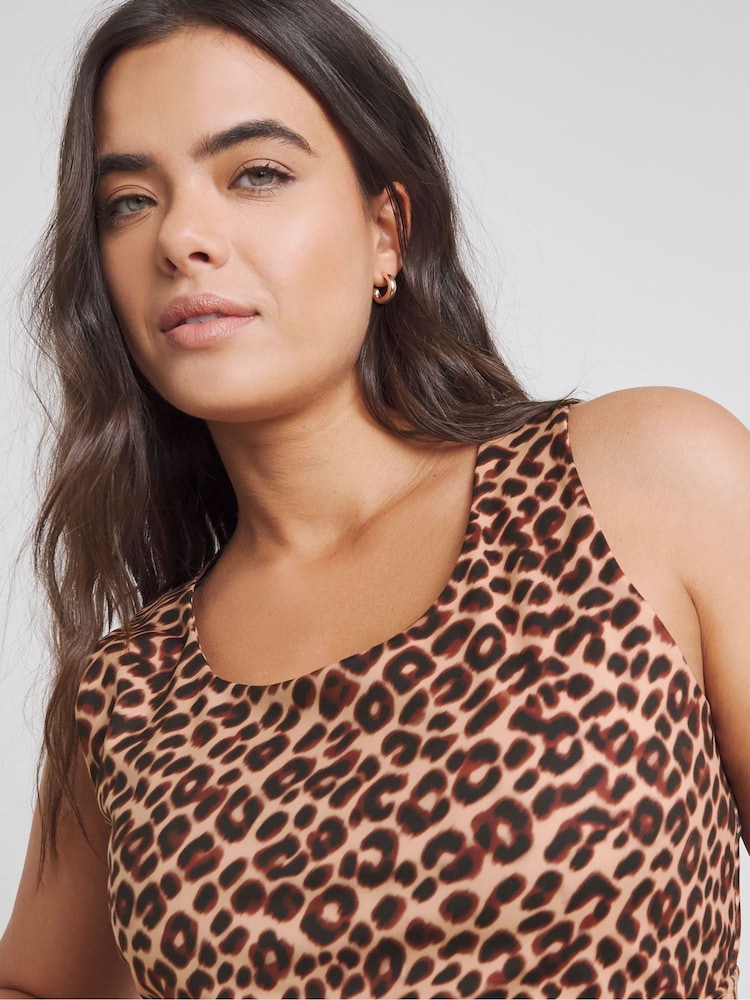 Simply Be Brown Leopard Print Active Crop Top - Image 4 of 4