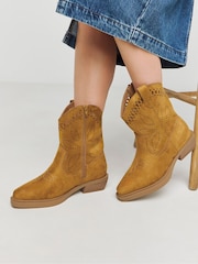Simply Be Natural Laser Cut Western Boots In Wide Fit - Image 1 of 5