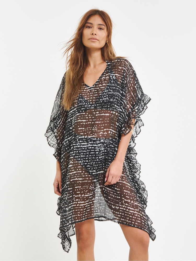 JD Williams Black/White Value Mini Beach Kaftans 2 Pack - Image 2 of 5