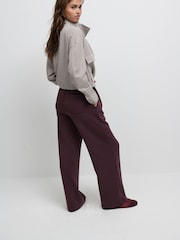 Plum Purple Slinky Supersoft Jersey Wide Leg Pull On Trousers - Image 3 of 8