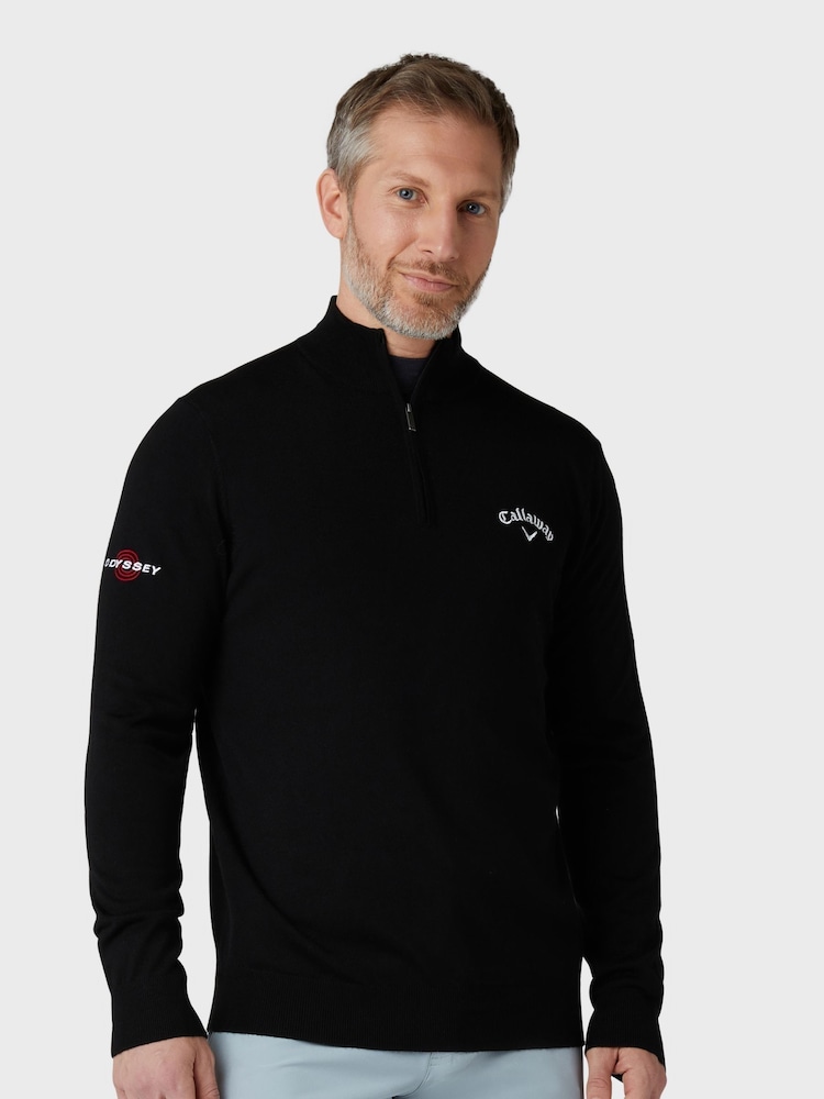Callaway Apparel 1/4 Blended Merino Black Sweater - Image 1 of 5