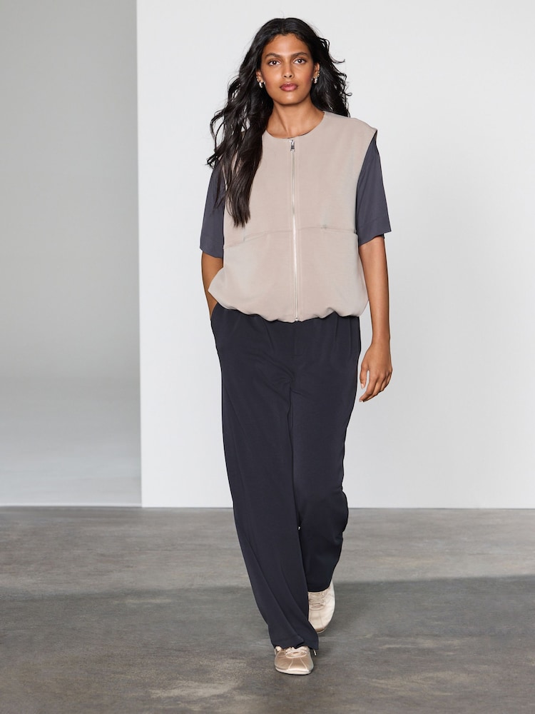 Negro - Slinky Supersoft Jersey Wide Leg Pull On Trousers - Imagen 1 de 7