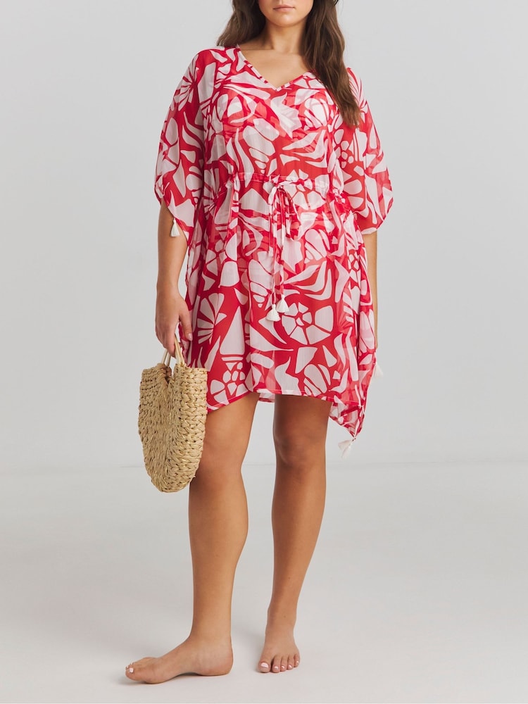 Simply Be Red Beach To Beach Embellished Kaftan - Image 1 of 3