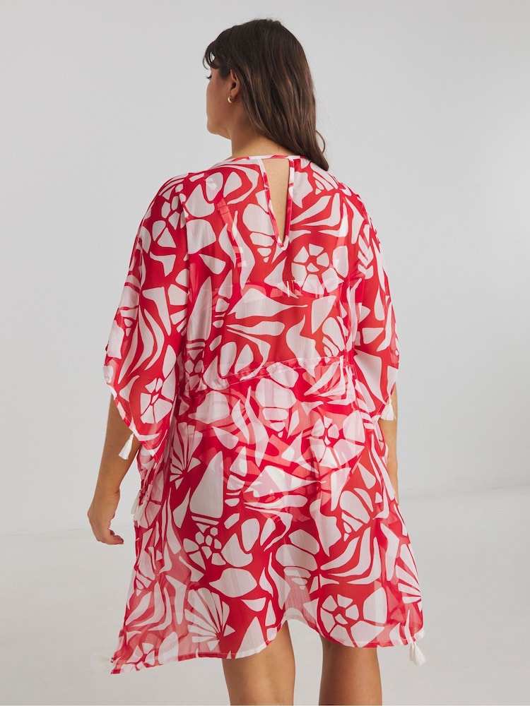 Simply Be Red Beach To Beach Embellished Kaftan - Image 2 of 3
