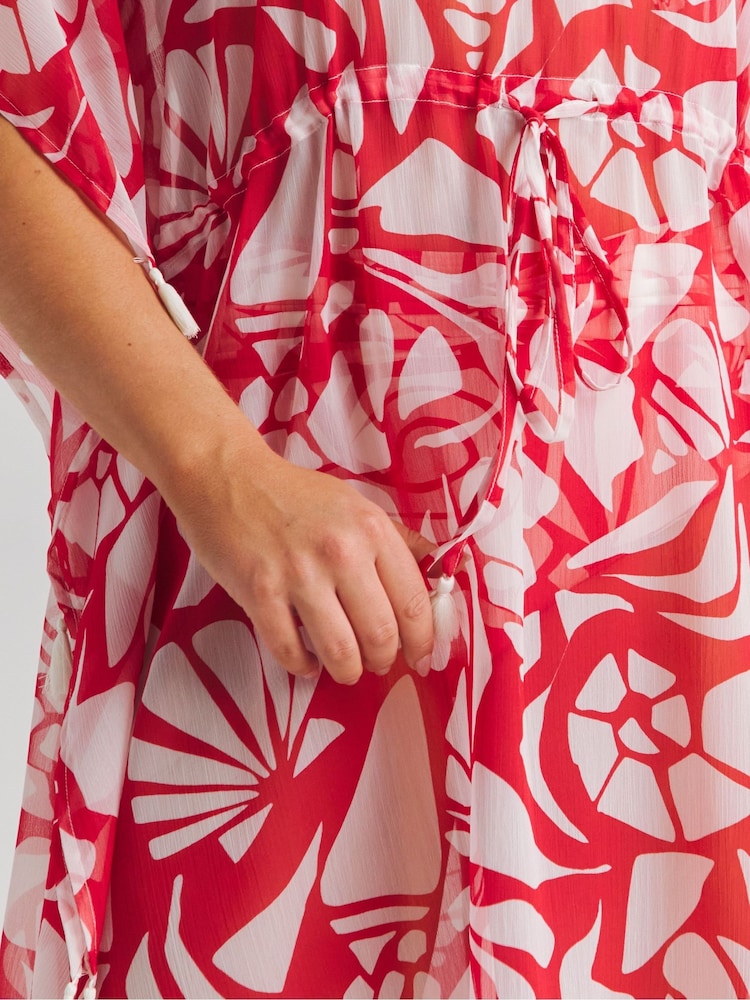 Simply Be Red Beach To Beach Embellished Kaftan - Image 3 of 3