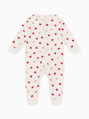 MORI Super Soft Heart Print 2 Way Zip Up Sleepsuit Sleeper - Image 2 of 5