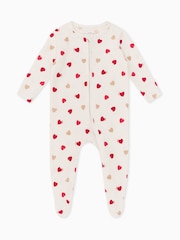 MORI Super Soft Heart Print 2 Way Zip Up Sleepsuit Sleeper - Image 3 of 5