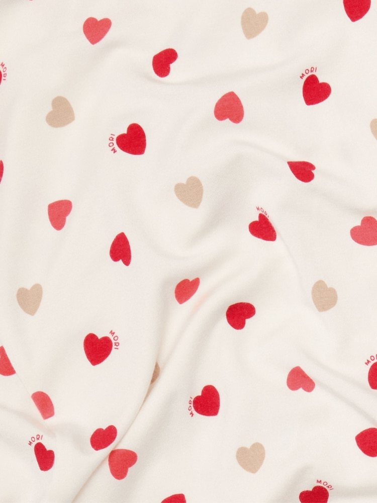 MORI Super Soft Heart Print 2 Way Zip Up Sleepsuit Sleeper - Image 4 of 5